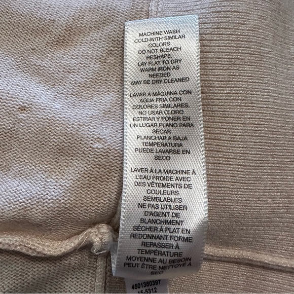 NWOT White House Black Market Cream Knit 3/4 Sleeve Sweater w/ Gold Blings S: M - Picture 9 of 11